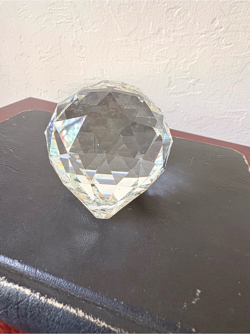 Faceted Glass Crystal Ball Prism Pendant with hole for hanging or paperweight
